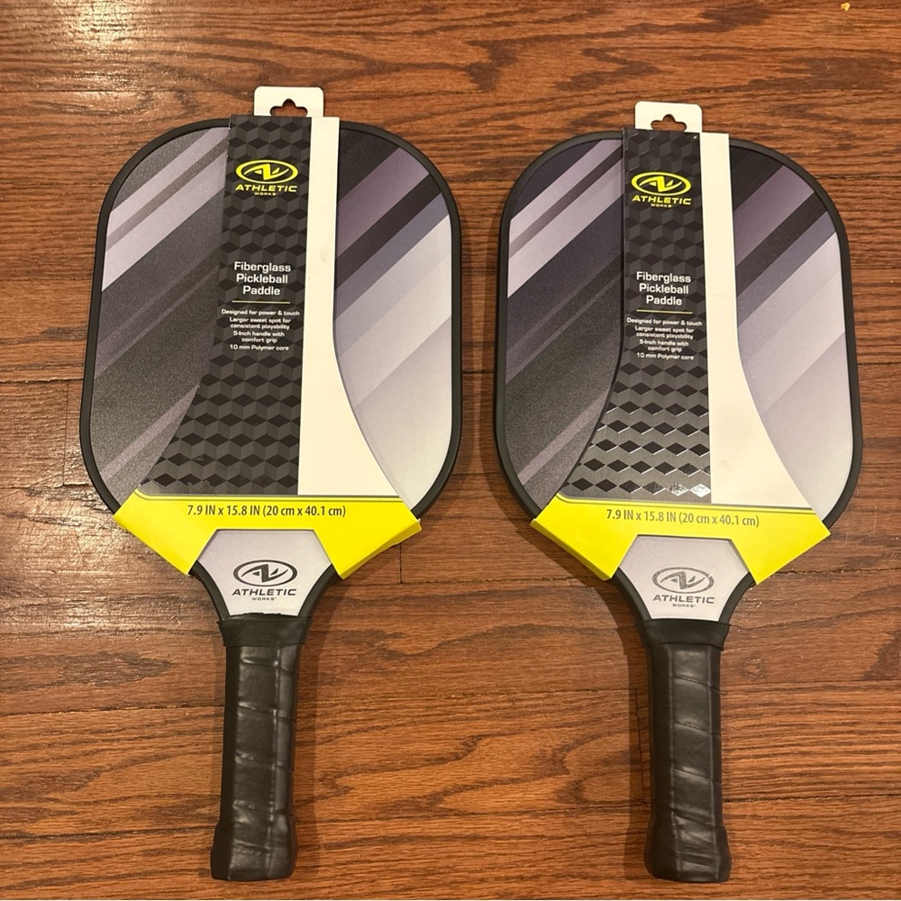 Athletic Works Fiberglass Pickleball Paddles, Black/Gray New set of 2